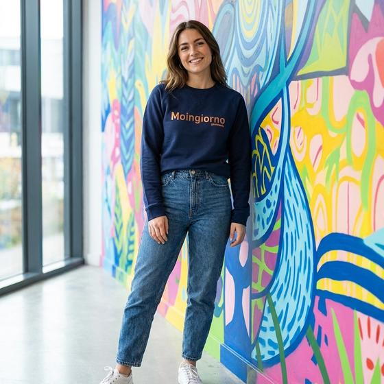 goldmarie Sweatshirt MOINGIORNO dunkelblau-kupfer mit Glanz 