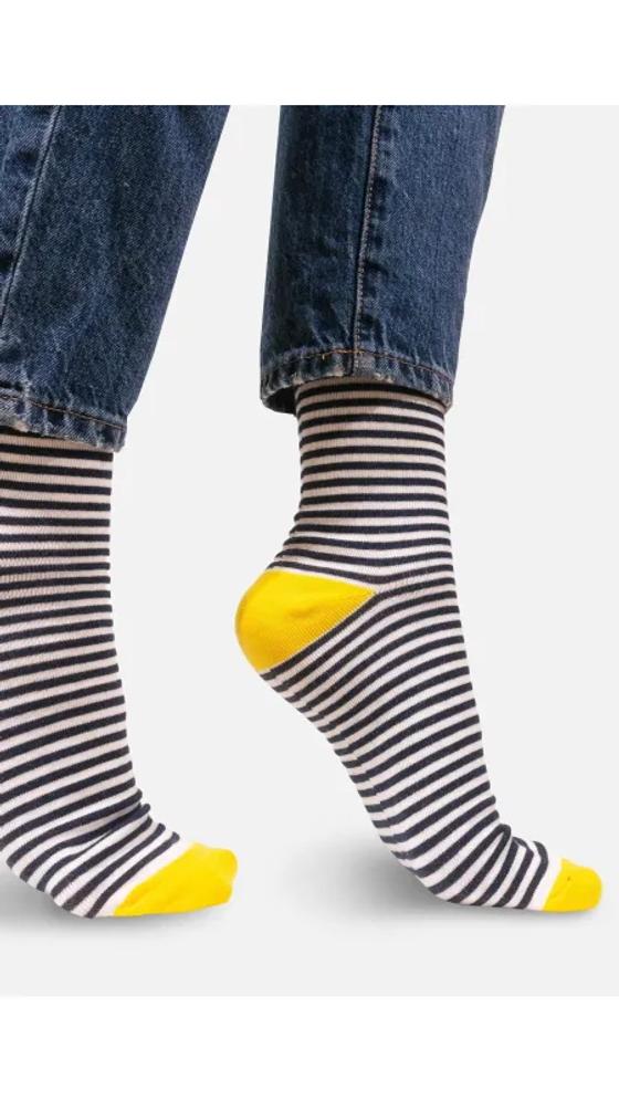 Organic Socken Ringel Marine Blue White Stripes