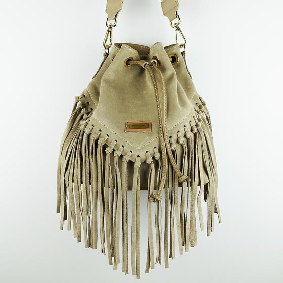 goldmarie Ledertasche LUVE Fransen - sand