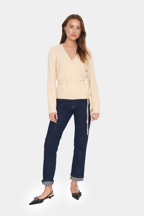 SAINT TROPEZ LarnaSZ Wrap Cardigan 30514147 - creme
