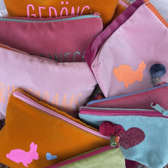 Frau Heidelberg Kosmetiktasche M rosa NEON orange Hase & Igel