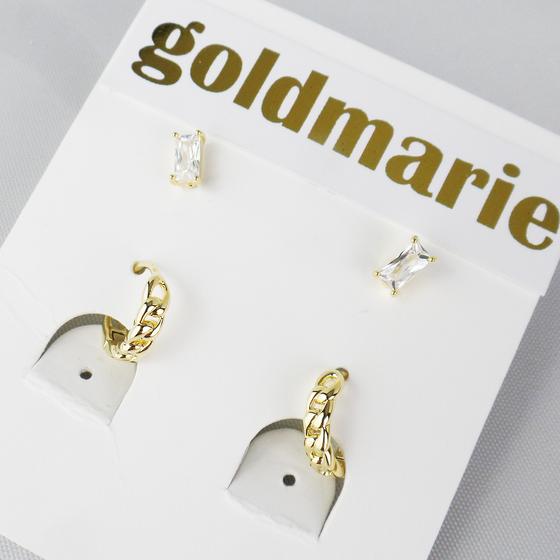 goldmarie Ohrringe 2er Set Creole CHAIN + Ohrstecker 07F95 Stahl vergoldet