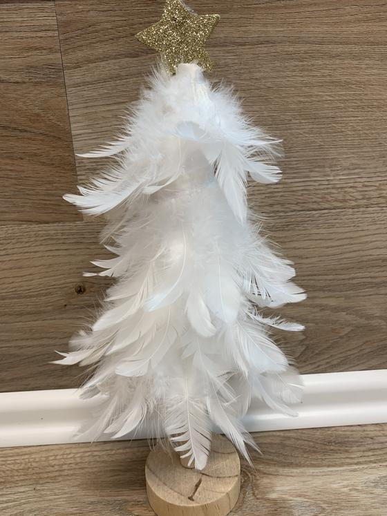 Dekofigur | Weihnachtsbaum - Weiß - Plüsch