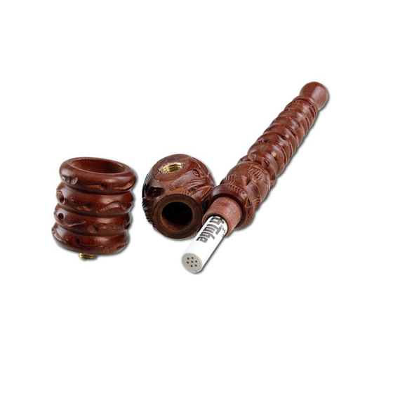 Holzpfeife, für 8mm Aktivkohlefilter, 3-teilig