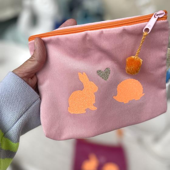 Frau Heidelberg Kosmetiktasche M rosa NEON orange Hase & Igel