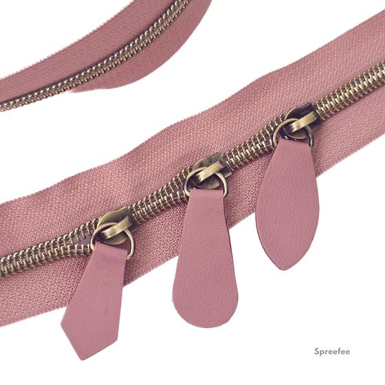 Design Leder-Zipper verschiedene Formen  - altrosa