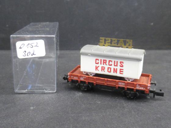 Arnold 0152 302 Jubiläums-Sonderwagen Circus Krone Niederbordwagen mit Kassenwagen DB Spur N