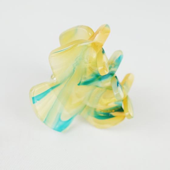 goldmarie Mini Haarklammer VIVAME - Aquarellmuster - bernstein-türkis - 3,5cm