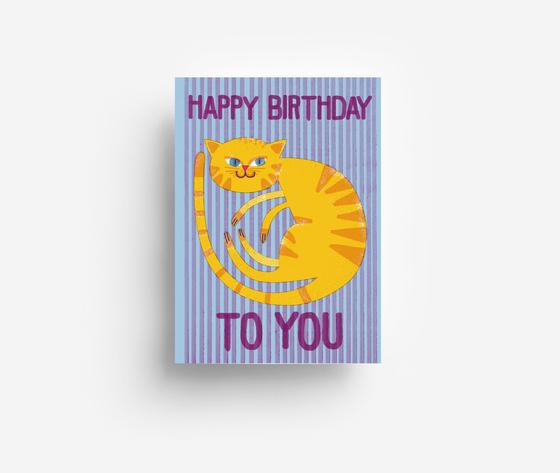 Cat Happy Birthday, Postkarte von jungwiealt