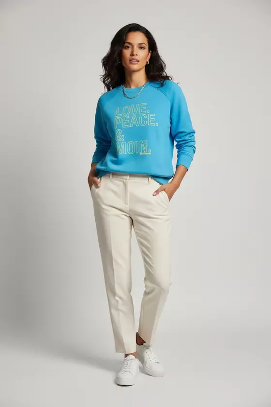 goldmarie Sweatshirt LOVE PEACE MOIN - aqua-neon gelb 