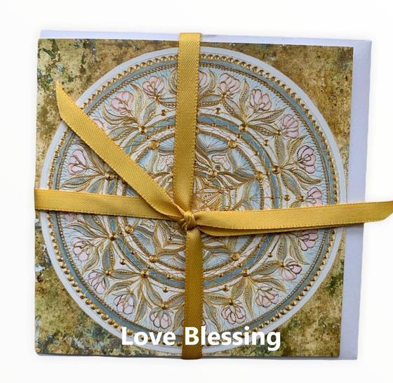 Karte mit Schleife und Umschlag, Love Blessing