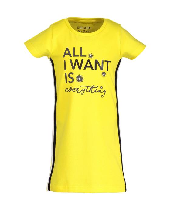 Sportliches Shirtkleid "All I want ...", gelb