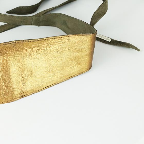 goldmarie Wickelgürtel - Painted Edition - Leder - vintage kupfer-metallic-dunkelgrün