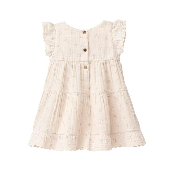 People wear Organic Musselin Kurzarm Kleid Natur Bedruckt Kleine Kirschen