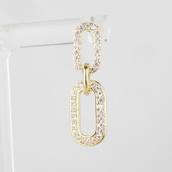 goldmarie Ohrringe MINI DOUBLE CHAIN Anhänger Glitzer Stahl vergoldet
