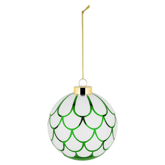 Weihnachtskugel groß grün Delight Blatt Weiss grün von Alessi