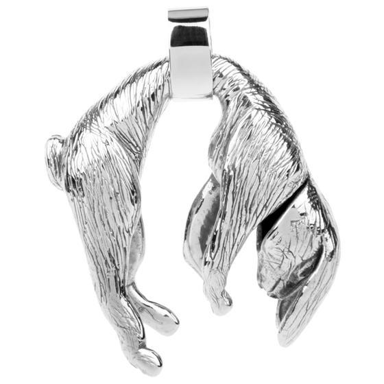 goldmarie Anhänger aus Silber, als "Sleepy Babe" Hase designed und von Hand gefertigt. Der Kettenanhänger ist mit einem Kettenring ausgestattet (zum Durchziehen einer Kette oder Lederband, ca. 05, x 0,7 cm Freiraum für die Kette) sowie vielseitig stylebar