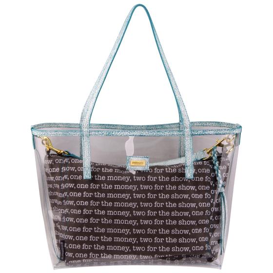 goldmarie Shopper Tasche MONEY BABE Transparent türkis-weiß-grau