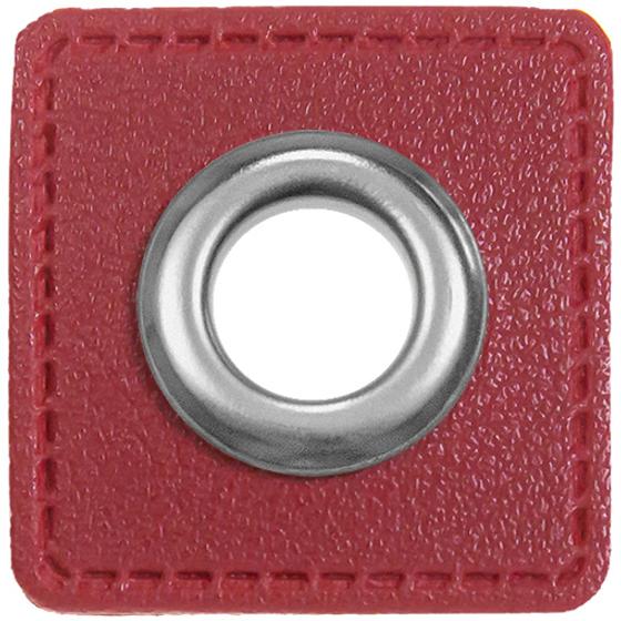 Ösenpatch Kunstleder dunkelrot 30mm