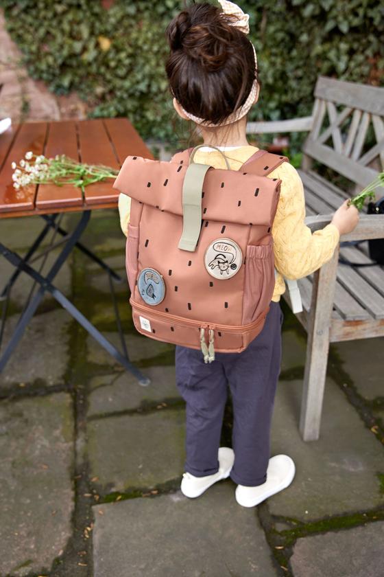 Lässig Kindergartenrucksack Rolltop - Happy Prints Karamell