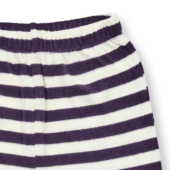Sense Organics Pyjama Frottee Long John Pflaume Weiß Geringelt