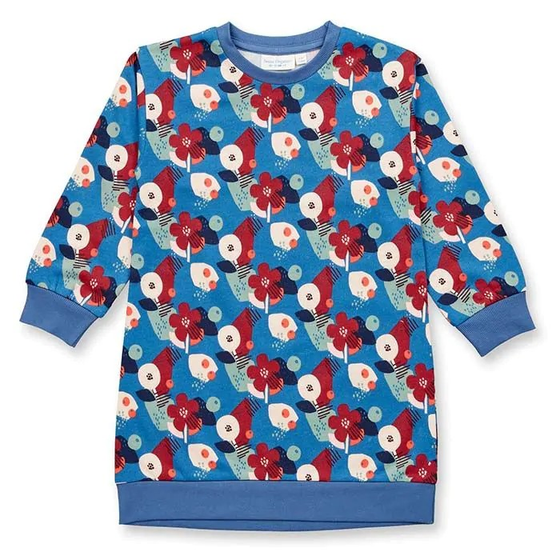 Sweatkleid "Abstract Floral", Biobaumwolle, GOTS-zertifiziert, blau