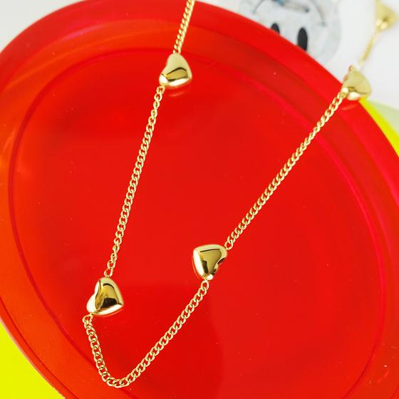 goldmarie Kette ALLOVER MINI HERZ - Stahl vergoldet