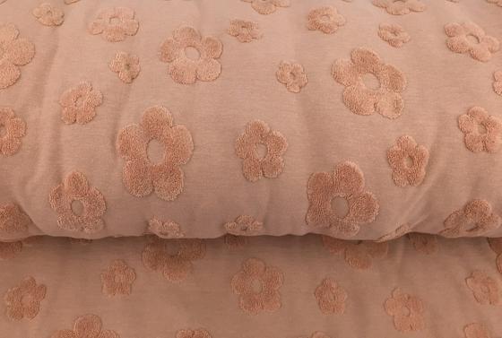 Baumwoll-Jaquard Frottee Blume lachs