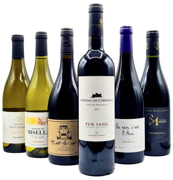 BBQ Weinpaket Frankreich mit 6 Weinen zu Steak, Grillfleisch, Lamm, Fisch und Grillgemüse von Le Vigneron Francais