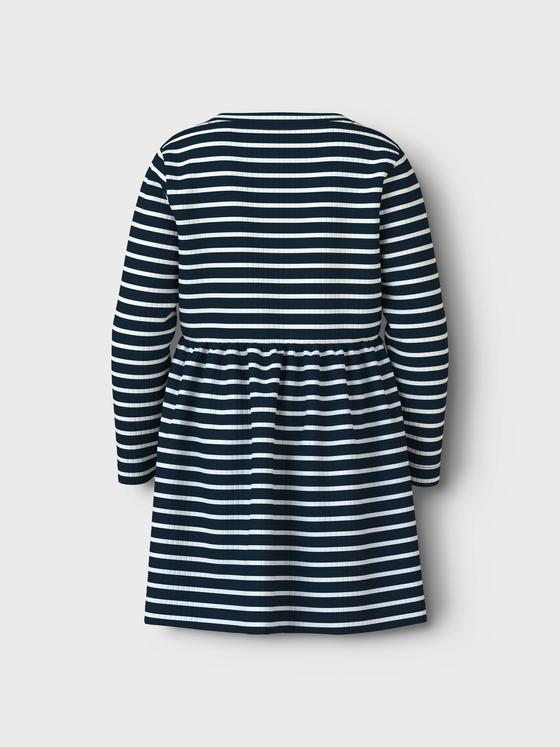 Name It Ripp Kleid Langarm Dark Melange Bright White