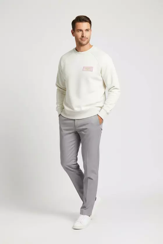 goldmarie Sweatshirt LOVE PEACE MOIN - Raglanarm -  hellgrau meliert 