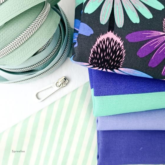 Canvas Blockstreifen mint blau