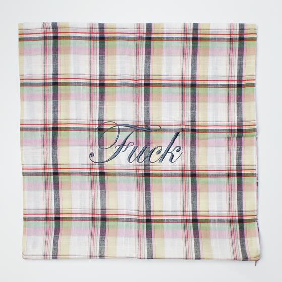 goldmarie Kissenhülle SLEEP & FUCK kariert bunt - 40x40cm