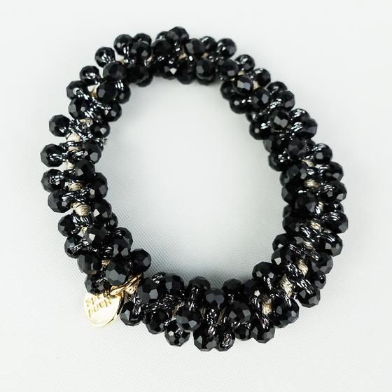 goldmarie Haargummi Perlen geschliffen - schwarz