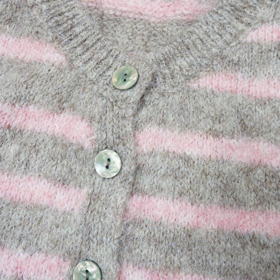 goldmarie Strick Weste LOVE PEACE MOIN pink Label - Streifenmuster - rosa-beige