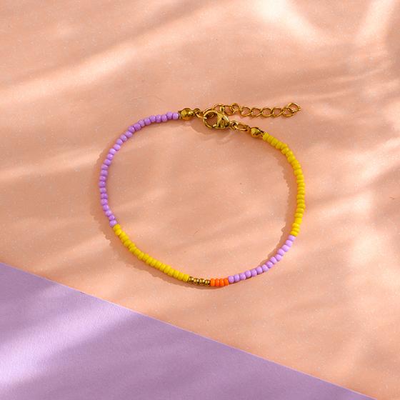 ava&yves Perlenarmband Lila Gelb
