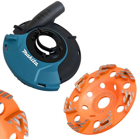 Makita Absaughaube für Winkelschleifer 125 mm <br> inkl. Schleifteller Universal für Beton / Estrich