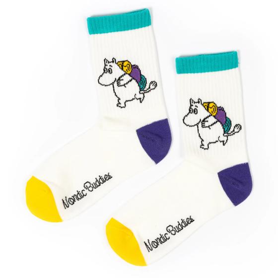 Nordic Buddies Socken MOOMIN Retro Mumin geht campen Moomin29A - weiß-petrol-lila