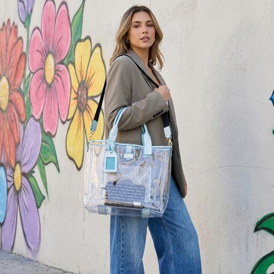 goldmarie Shopper Tasche YOGA BABE transparent-weiß-türkis