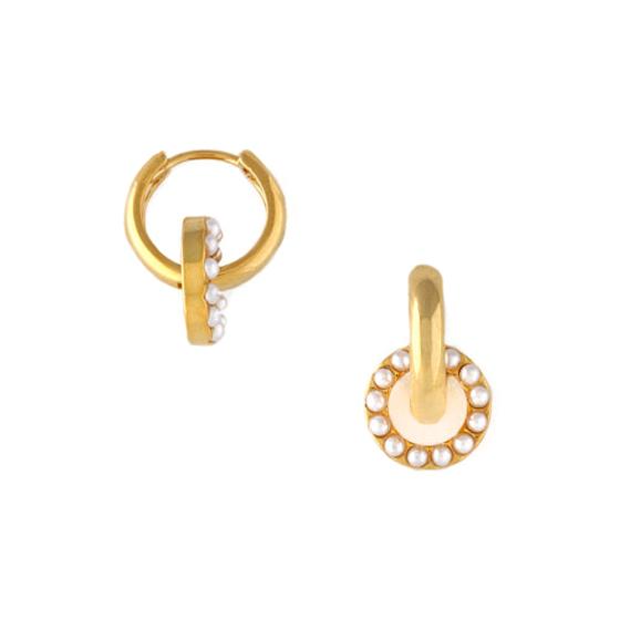 ORELIA Ohrringe mit Perlen-Ring-Anhänger ORE27770 - Messing vergoldet