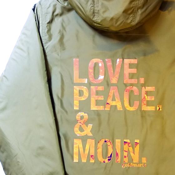 goldmarie Parka LOVE PEACE MOIN - olive--holographic mit Glanz