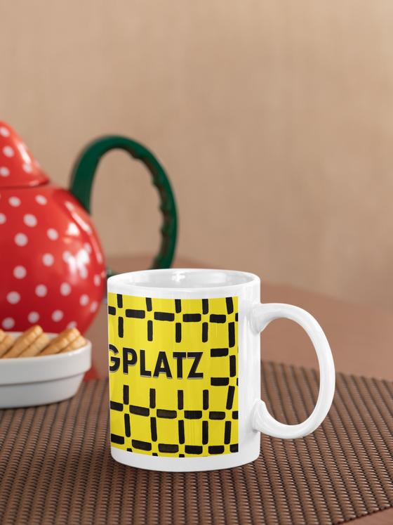 U-Bahn Dortmund Kaffeebecher Kaffeetasse U-Bahnhof Borsigplatz Linie U44 von tom bäcker Geschenkidee Fussballfan Fussball,  Heimspiel, Spieltag, Schwatzgelb, Fussballhauptstadt, Tempel, Stadion, Nordrhein Westfalen