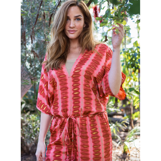 BLACK COLOUR Jumpsuit BCLuna mit Doppel V-Ausschnitt 39180-GB - rot-gold