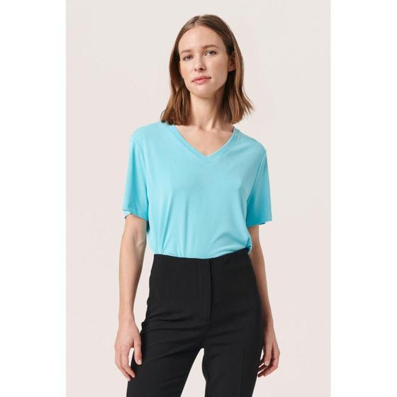 SOAKED IN LUXURY T-Shirt SLCOLUMBINE V-Ausschnitt 30406588 - aqua blau