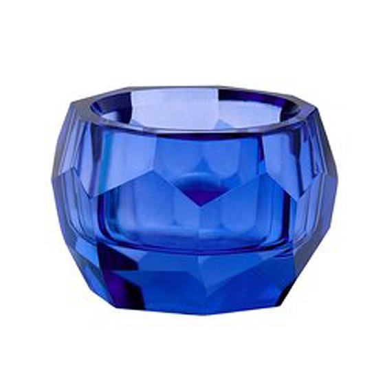 GIFTCOMPANY Deko Teelichthalter Glas geschliffene Kanten - dunkelblau