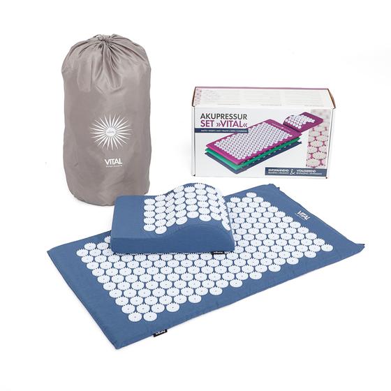 Vital Akupressurmatte & Kissen Set blau