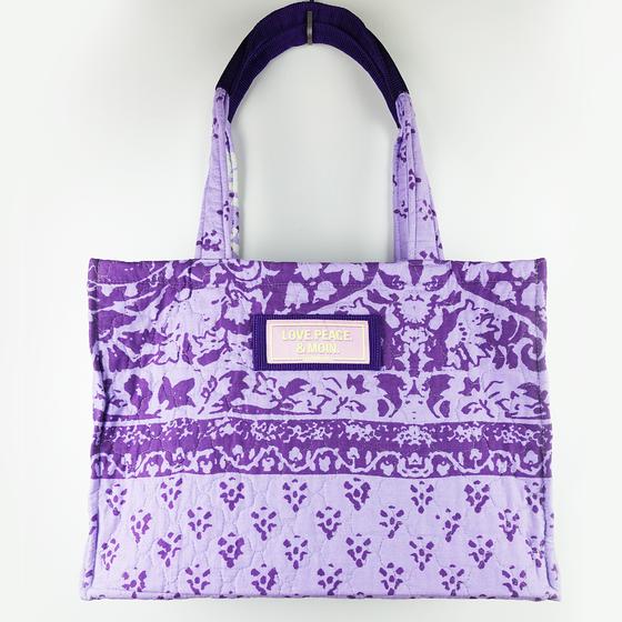 goldmarie Lilac Tasche LOVE PEACE MOIN - Nr. 1 - Vintage-Stoff Recycelt - upcycling Einzelstück - lavendel