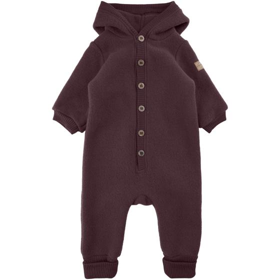 Wollfleece-Anzug aus mulesingfreier Merinowolle, aubergine