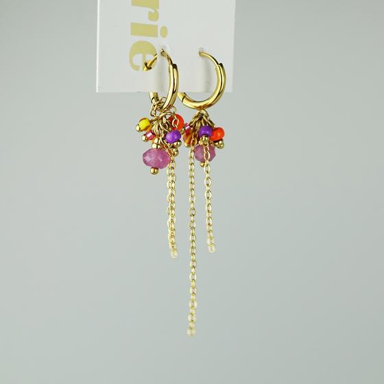 goldmarie Ohrringe KETTE & PERLE - Stahl vergoldet - 5cm