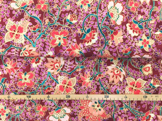 Robert Kaufman Jeweled Leaves Blume rot